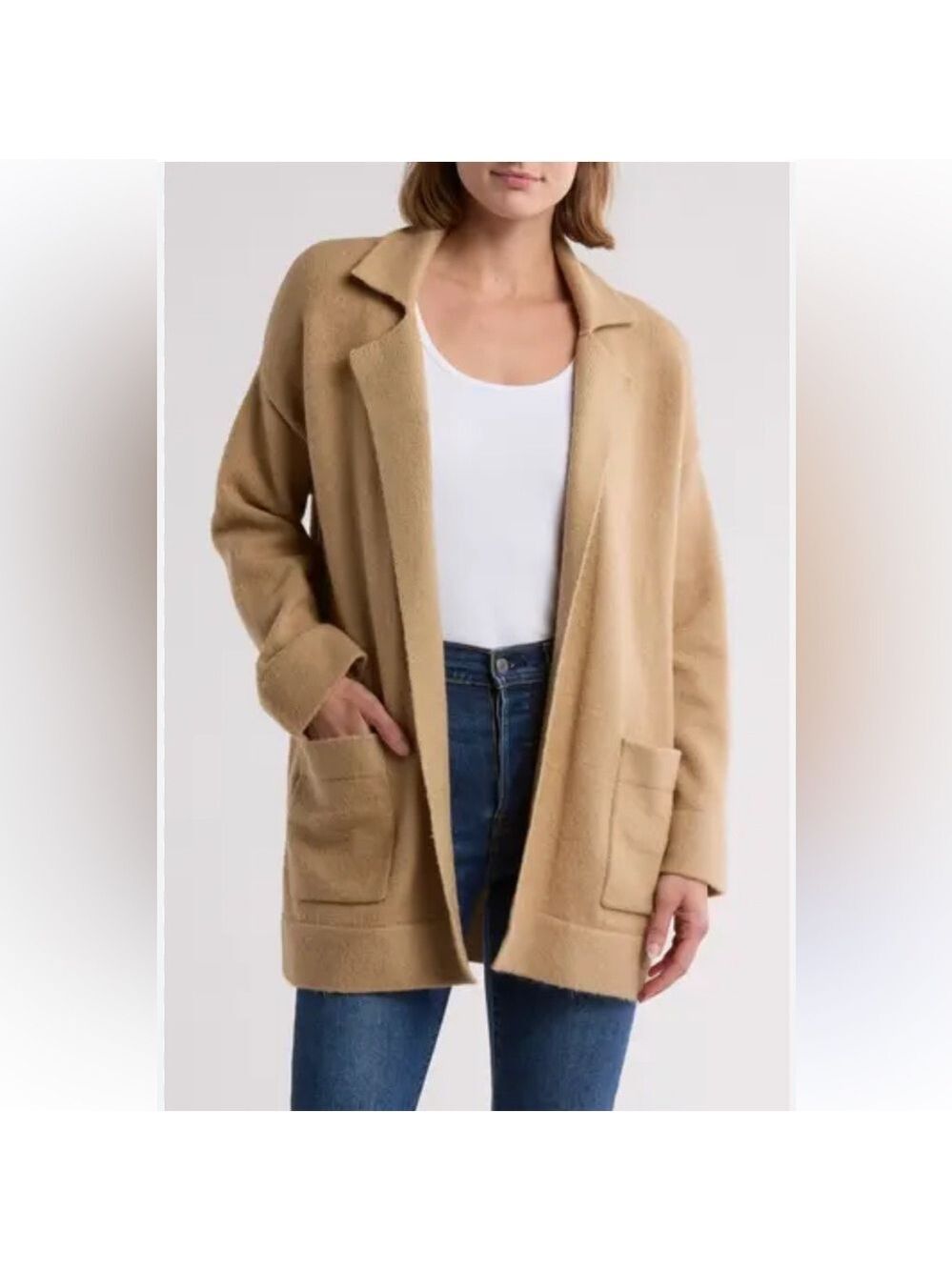 Thread & Supply Tan Open Front Cardigan Women’s Size Large Relaxed Fit